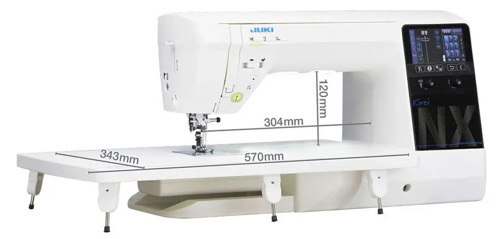 HZL-NX7 KIREI - 351 sömmar, extra stort utrymme mellan nål och arm, box-feed matning, flotfunkation, inbyggd övermatningssystem.