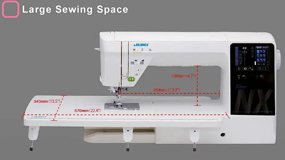 HZL-NX7 KIREI - 351 sömmar, extra stort utrymme mellan nål och arm, box-feed matning, flotfunkation, inbyggd övermatningssystem.