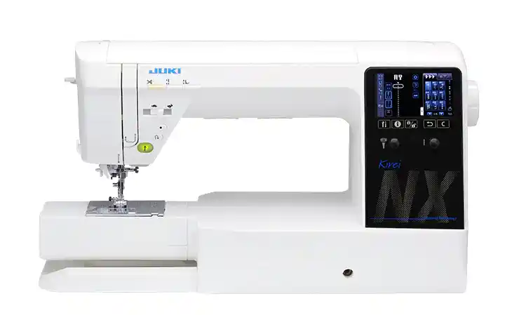 HZL-NX7 KIREI - 351 sömmar, extra stort utrymme mellan nål och arm, box-feed matning, flotfunkation, inbyggd övermatningssystem.