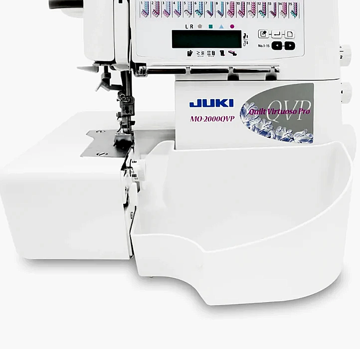 JUKI MO-2000QVP - Automatisk luftpåträdning, automatisk nålpåträdare, ljudreducering & LCD-skärm