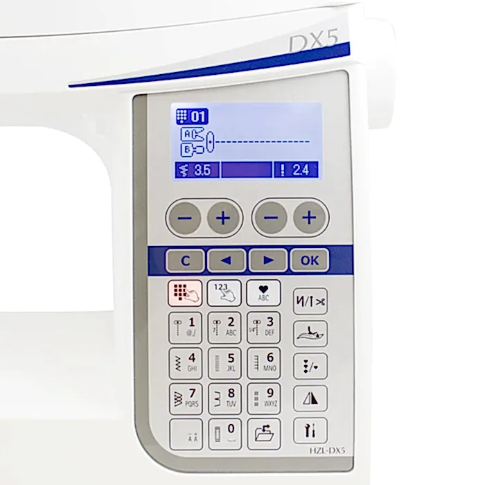 HZL-DX5 - 158 sömmar, box-feed matning, automatisk trådklipp, floatfunktion. En ateljémaskin med industriella funktioner.