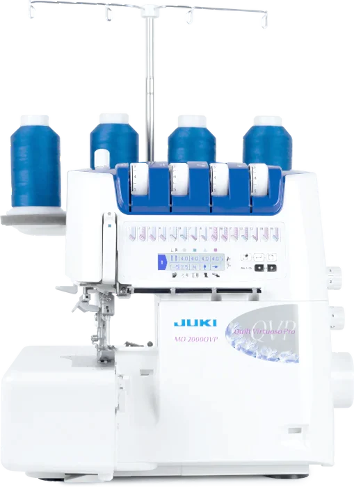 JUKI MO-2000QVP - Automatisk luftpåträdning, automatisk nålpåträdare, ljudreducering & LCD-skärm