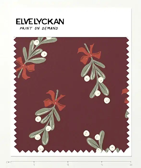MISTLETOE W BOW - WINE - PRINT ON DEMAND