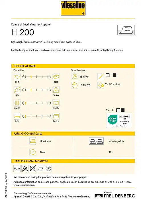 VLIESELINE H 200 / DM