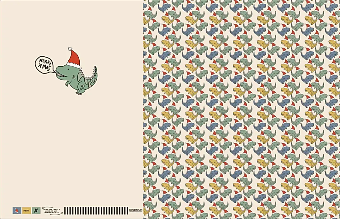 DINO XMAS PANEL - CREAMY BEIGE - PRINT ON DEMAND