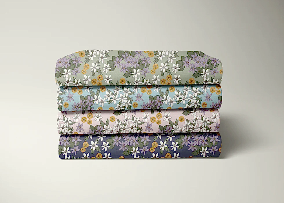 SPRING FLOWER - BLUE GREY -  PRINT ON DEMAND