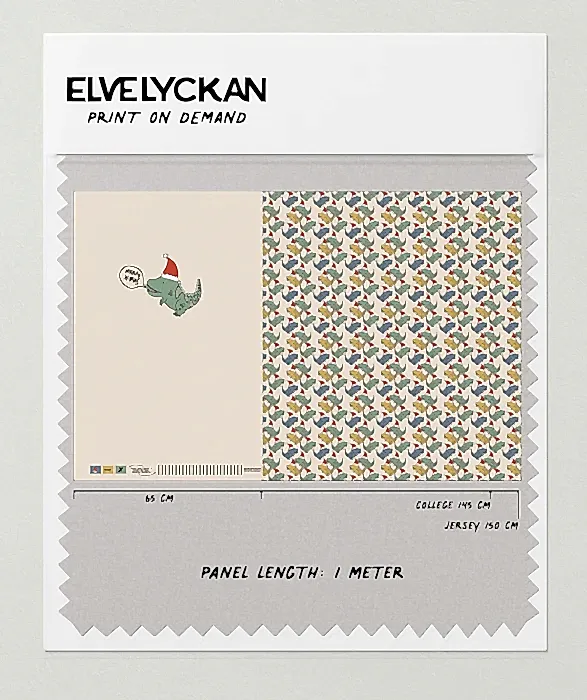 DINO XMAS PANEL - CREAMY BEIGE - PRINT ON DEMAND