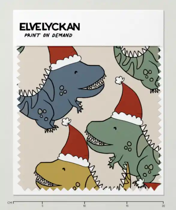 DINO XMAS - CREAMY BEIGE - PRINT ON DEMAND