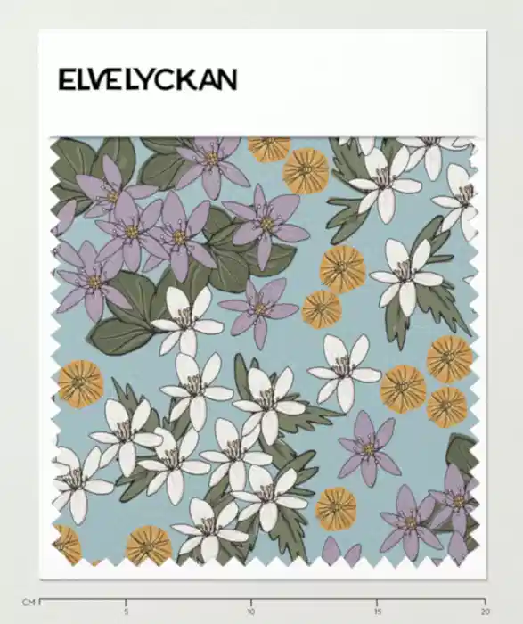 SPRINGFLOWERS - BABY BLUE - BOMULLSVÄV