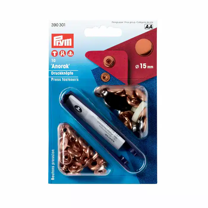 PRYM - TRYCKKNAPP ANORAK, 15 MM COPPAR
